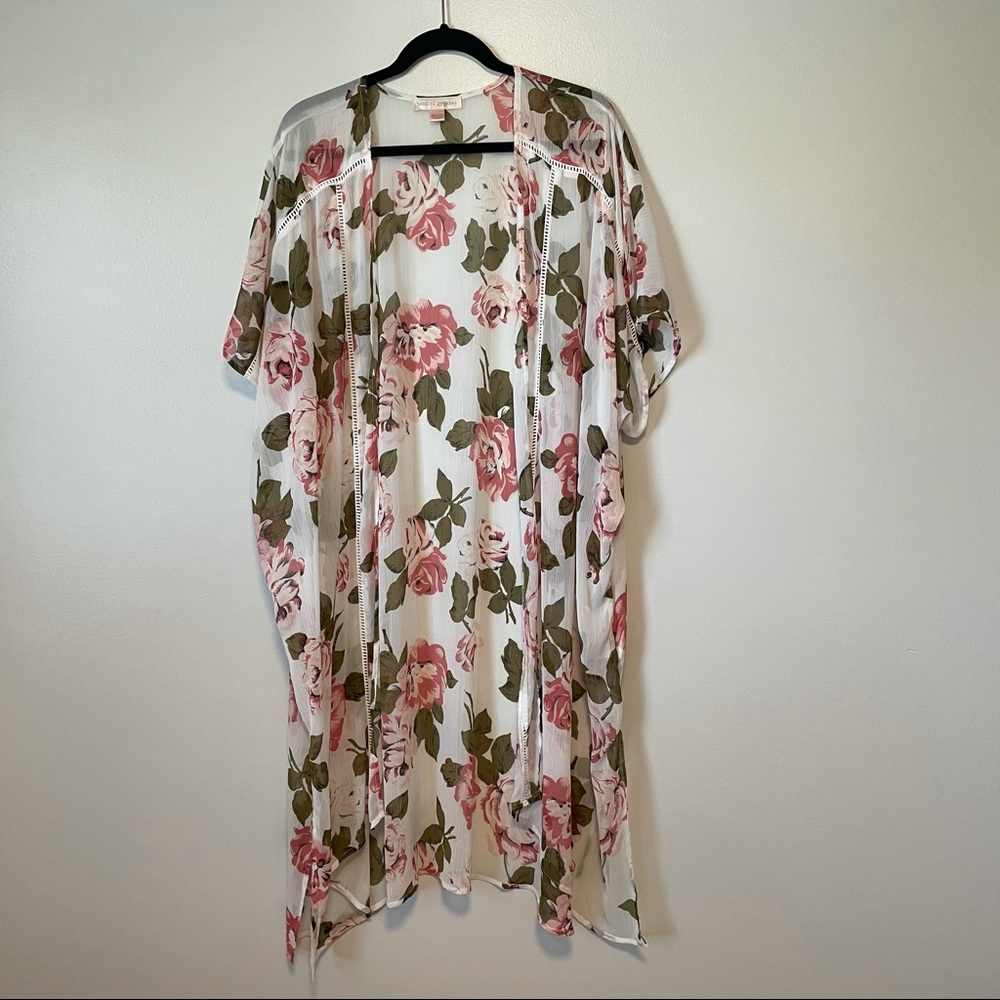 Pink and white floral cover up